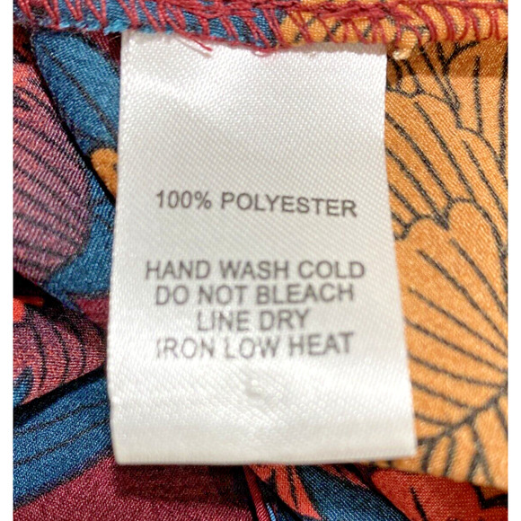 Lulus Size M Long Sleeve Silky True Wrap Dress Burgundy Teal Gold Floral Boho - Picture 9 of 9